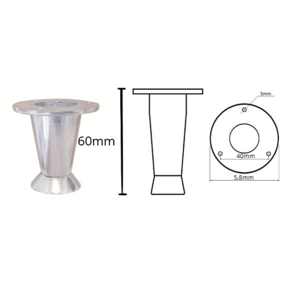 PEZINHOS ALUMINIO MINI - 60MM - POLIDO - 20001103